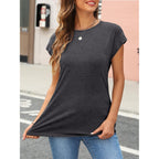 AUTOMET Womens Cap Sleeve Shirts Summer Soft Business Casual Tops for Work Tees