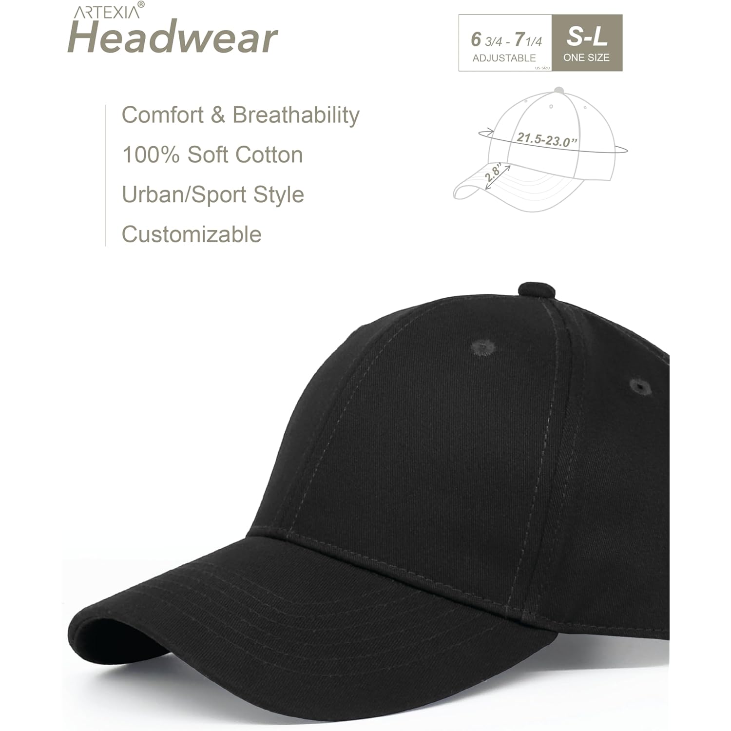 Artexia Baseball Cap 100% Cotton Hats for Men Hats for Women Cooling Performance Womens Baseball Caps