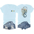 Nurse Graphic Shirts for Women Boho Floral Nurse Life T Shirt Stethoscope Oversized Graphic Tees Nurses Day Gifts Light Blue