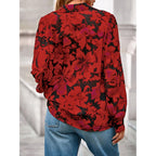 Women's Floral Blouses Dressy Casual V Neck Button Down Shirts Lantern Long Sleeve Boho Chiffon Spring Tops 2026