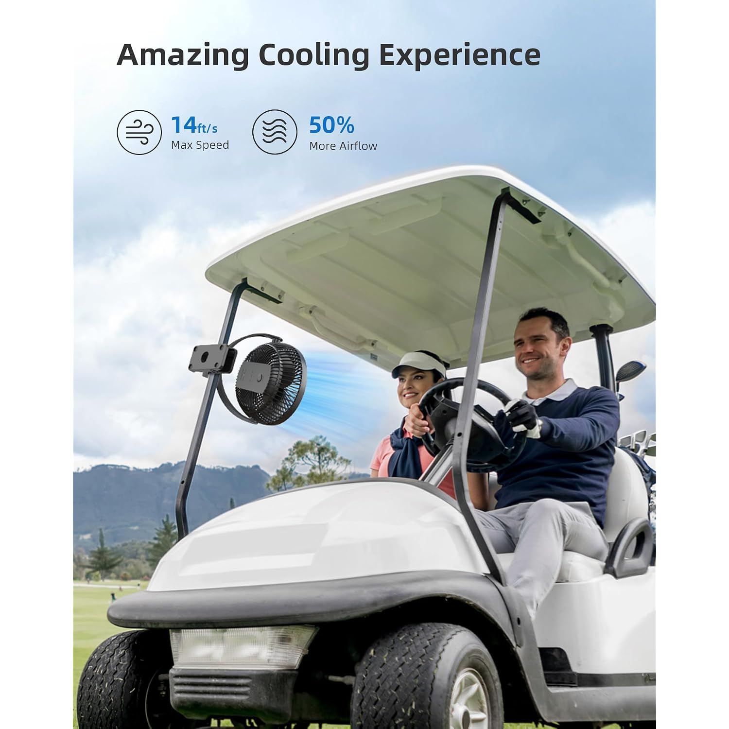 Koonie 8" Clip On Fan, 10000Mah Rechargeable Battery, Strong Airflow | 4 Speeds, Sturdy Clamp, Ideal Portable Usb Desk Fan For Office, Golf Cart, Camping, Travel, Tent, Outdoor, Treadmill & Gym