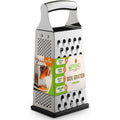 Spring Chef Professional Large Parmesan Cheese Grater, Stainless Steel Metal Box Grater With Handle, 4 Sided Handheld Kitchen Food Shredder For Cheese, Carrot, Veggie, Ginger, Potato - Dishwasher Safe