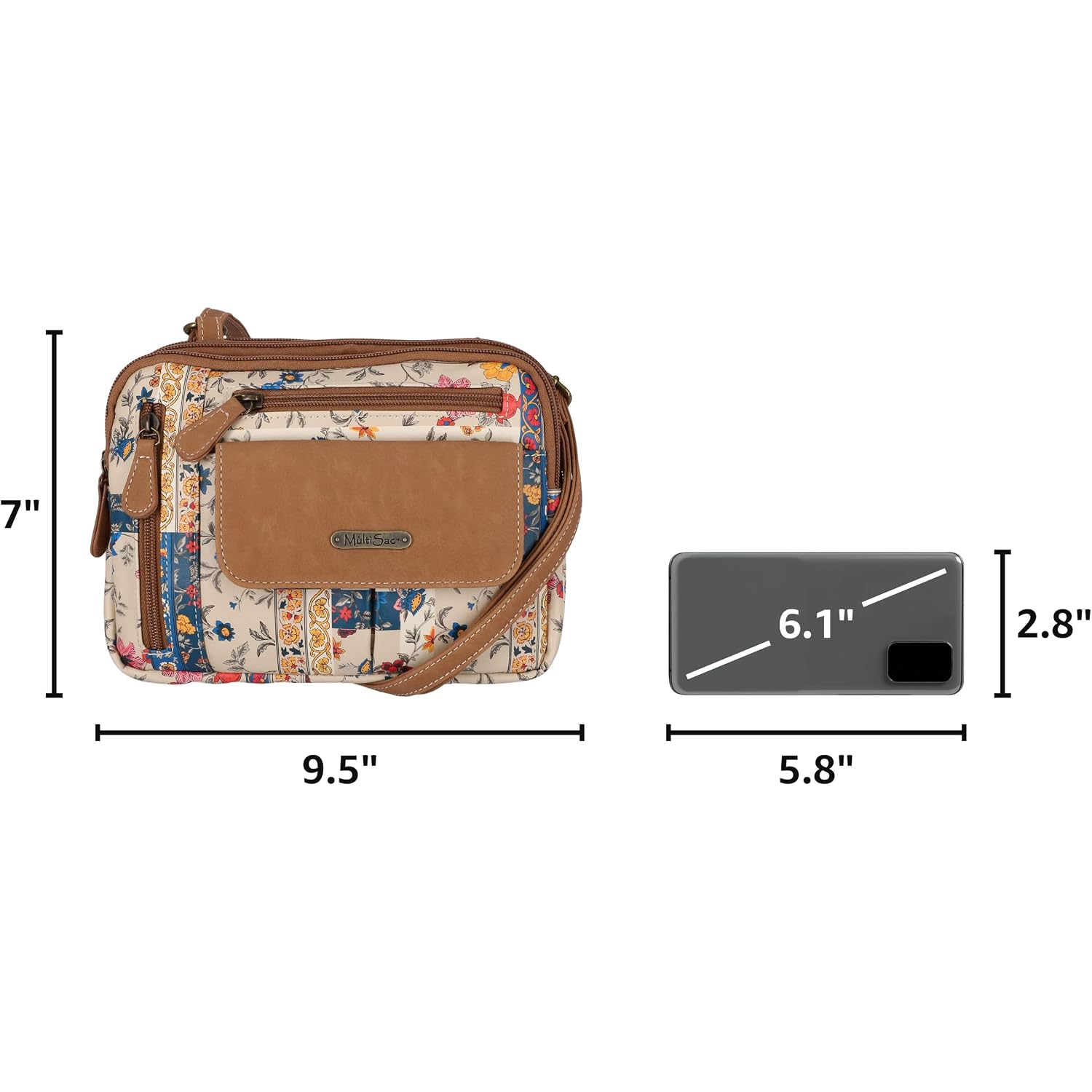 Multisac Zippy Triple Compartment Crossbody Bag