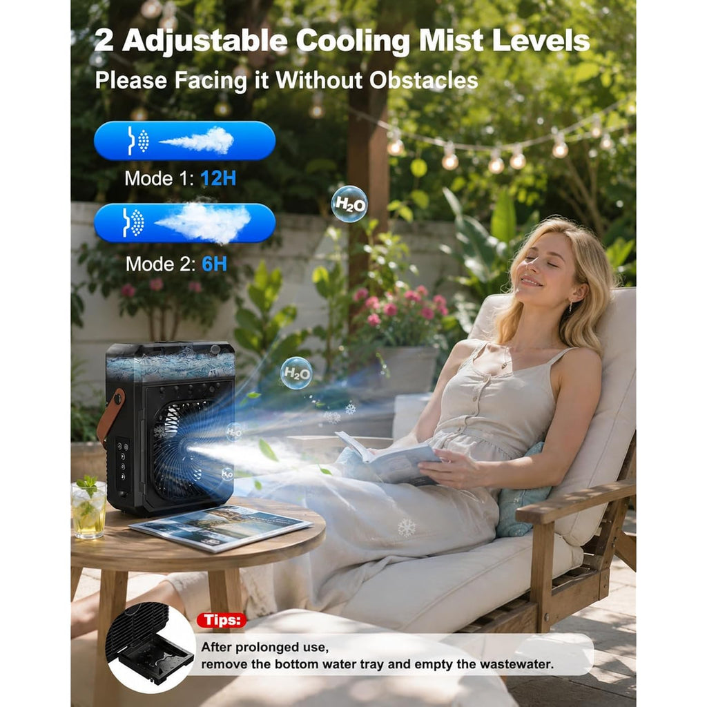 Ausic Misting Fan Portable, 20000Mah Portable Cooling Fan With 1200Ml Water Tank, Outdoor Water Cooling Fan For Outside, Perfect Quite Mist Water Spray Fans For Camping Patio Home Bedroom Office