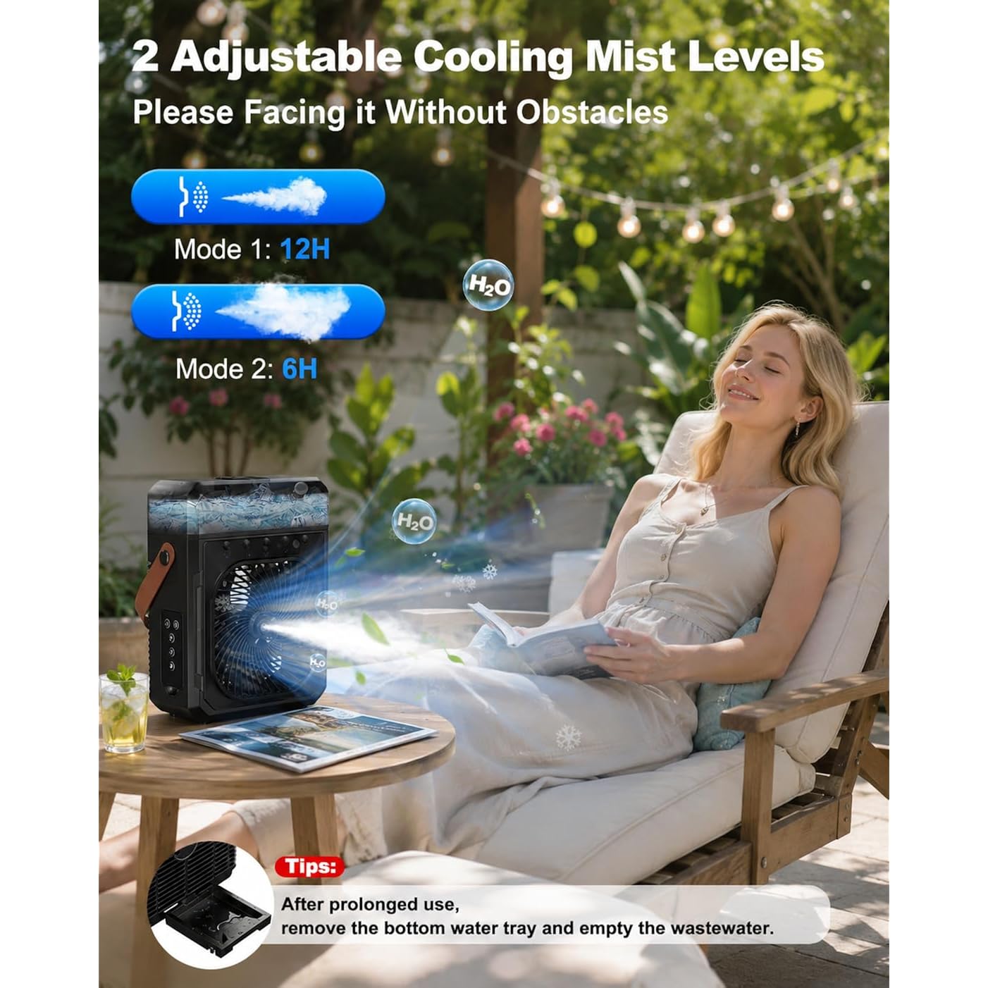 Ausic Misting Fan Portable, 20000Mah Portable Cooling Fan With 1200Ml Water Tank, Outdoor Water Cooling Fan For Outside, Perfect Quite Mist Water Spray Fans For Camping Patio Home Bedroom Office