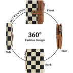 Small Checkered Wallet For Women,Rfid Blocking Pu Leather Bifold Wallet,Cute Compact Credit Card Holder Purse With 8 Card Slots,Id Window And Coin Pocket(Brown)