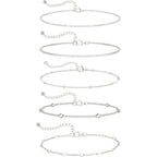 LEXODY Silver/Gold Anklets for Women, Sterling Silver Evil Eye Ankle Bracelets for Women Trendy Dainty Waterproof Anklets Set Adjustable Layered Anklet Bracelets for Women Silver Jewelry Gift