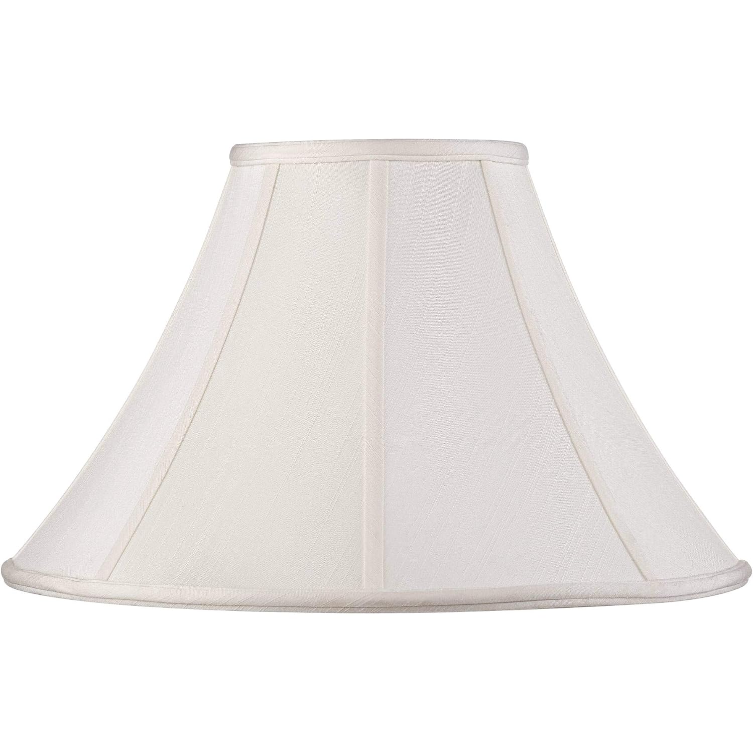 Off-White Shantung Large Lamp Shade 7" Top X 18" Bottom X 10.5" High X 12" Slant (Spider) Replacement With Harp And Finial