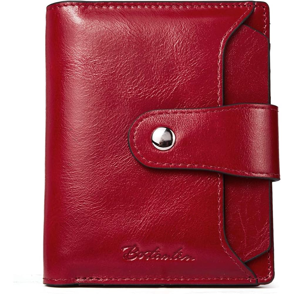 Bostanten Women Leather Wallet Rfid Blocking Bifold Zipper Pocket Wallet Card Case Purse With Id Window