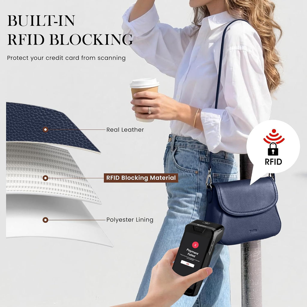 Befen Genuine Leather Saddle Crossbody Bags For Women With Rfid Blocking, Small Flap Cross Body Purse Hangbags