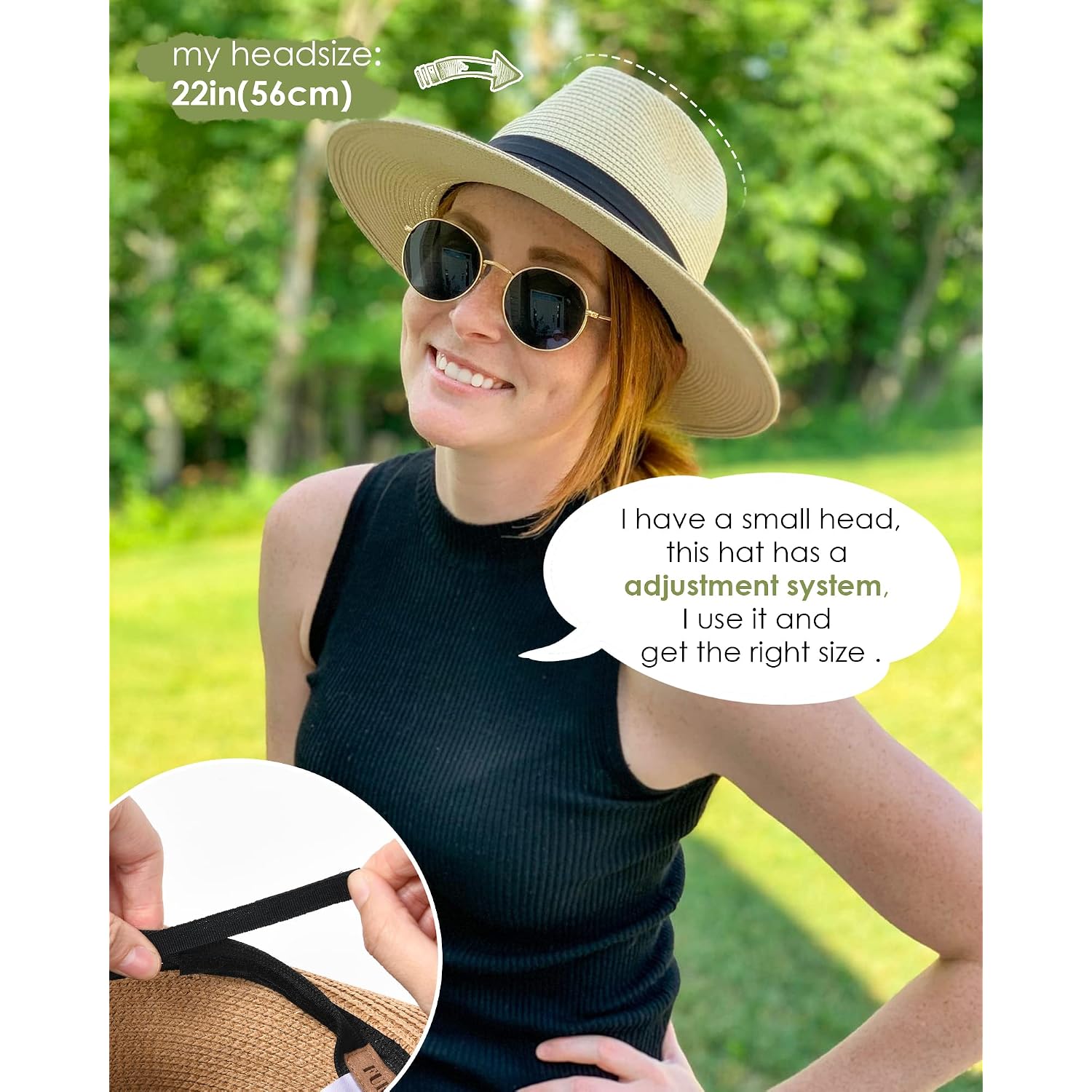 FURTALK Womens Mens Wide Brim Straw Panama Hat Fedora Summer Beach Sun Hats UPF Straw Hat for Women Khaki