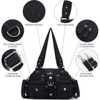 Angel Kiss Hobo Crossbody Purses For Women Shoulder Bag Multipocket Soft Hobo Purses Removable Strap Leather Handbags