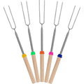 Unco- Marshmallow Roasting Sticks, 32”, 5 Pack, Dark Brown | Wooden Handle, Extendable Stainless Steel Smores Sticks For Fire Pit, Smores Skewers, Campfire Cooking Equipment