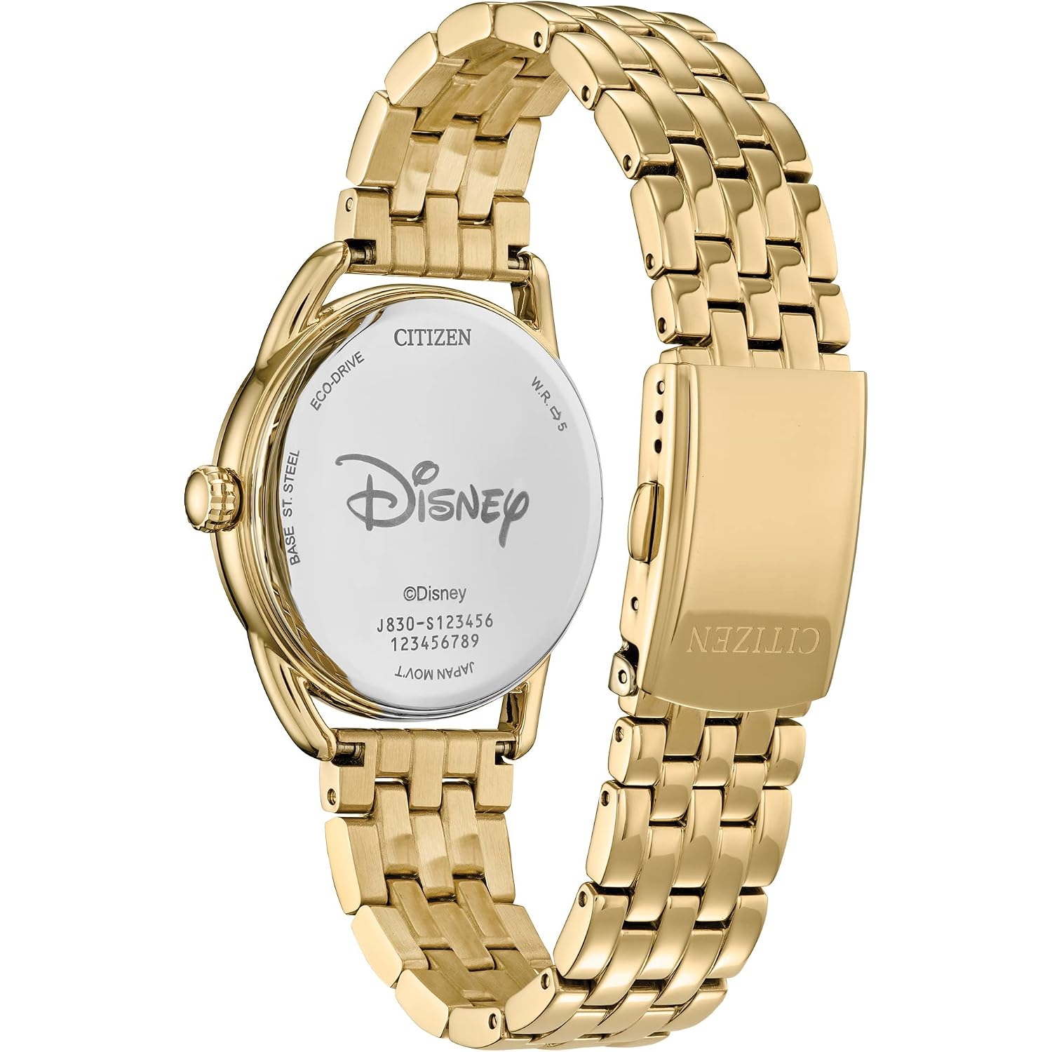 Citizen Eco-Drive Ladies' Disney Mickey Mouse Flowers Thru The Mirror Gold Stainless Steel Watch, 3-Hand, 36Mm (Model: Fe7093-57W)