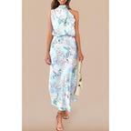 Prettygarden Women'S 2026 Summer Satin Dress Elegant Sleeveless Mock Neck Cocktail Party Maxi Dresses