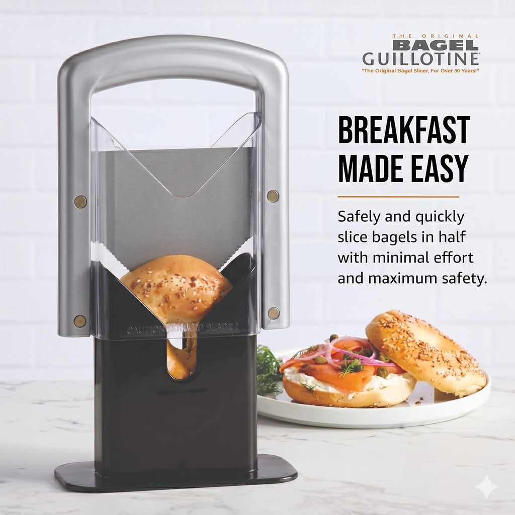 Hoan Bagel Biter Bagel Slicer And Cutter With Safety Shields - Guillotine Style Bagel Cutter Slicer For Large And Small Bagels, English Muffins, Buns, And Rolls - Compact, Dishwasher Safe