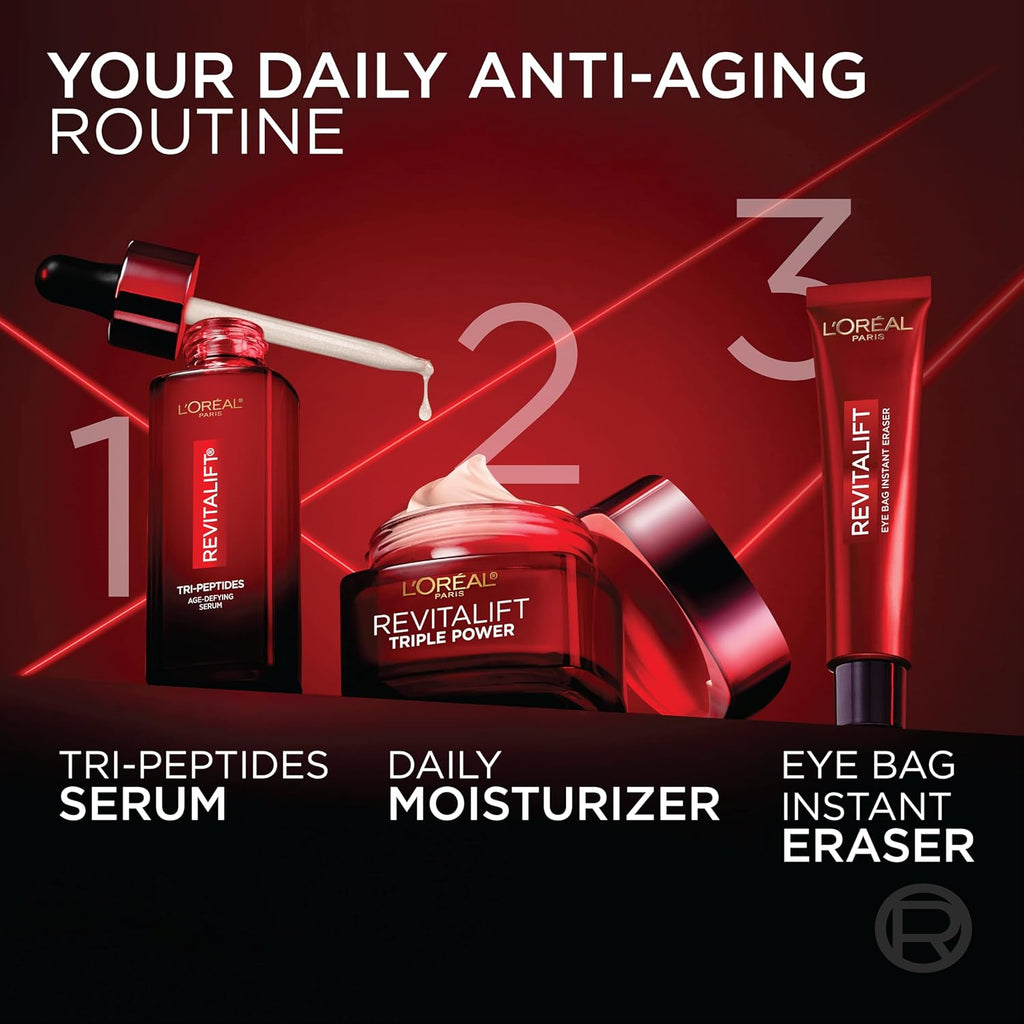 L'Oreal Paris Revitalift Triple Power Anti-Aging Face Moisturizer, Pro Retinol, Hyaluronic Acid & Vitamin C To Reduce Wrinkles, Firm & Brighten Skin, 2.55 Oz