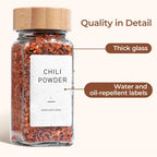 Comsaf Glass Spice Jars With With Labels 4 Oz 6 Pack Small Bamboo Lids | Empty Containers, Seasoning Herb Powder, Salt Pepper Chili, Spice Rack Organization, Kitchen Cabinet Storage, Funnel Included