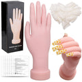 Practice Hand for Acrylic Nails, Flexible Bendable Nail Practice Hand for Beginners with 100 PCS Nail Tips & 192 PCS Jelly Glues, Silicone Manicure Training kit for Nail Art