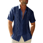 Runcati Mens Short Sleeve Guayabera Shirts Linen Cotton Button Down Mexican Embroidered Cuban Wedding Shirt Summer Beach Tops