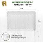 6 Pack Clear Plastic Serving Trays for Party, 9 x 13 Inch - Heavy Duty Plastic Trays for Food - Rectangular Party Serving Trays and Platters - Clear Disposable Trays