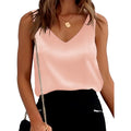 Womens Silk Satin Tank Tops V Neck Casual Cami Sleeveless Camisole Blouses Summer Basic Tank Shirt