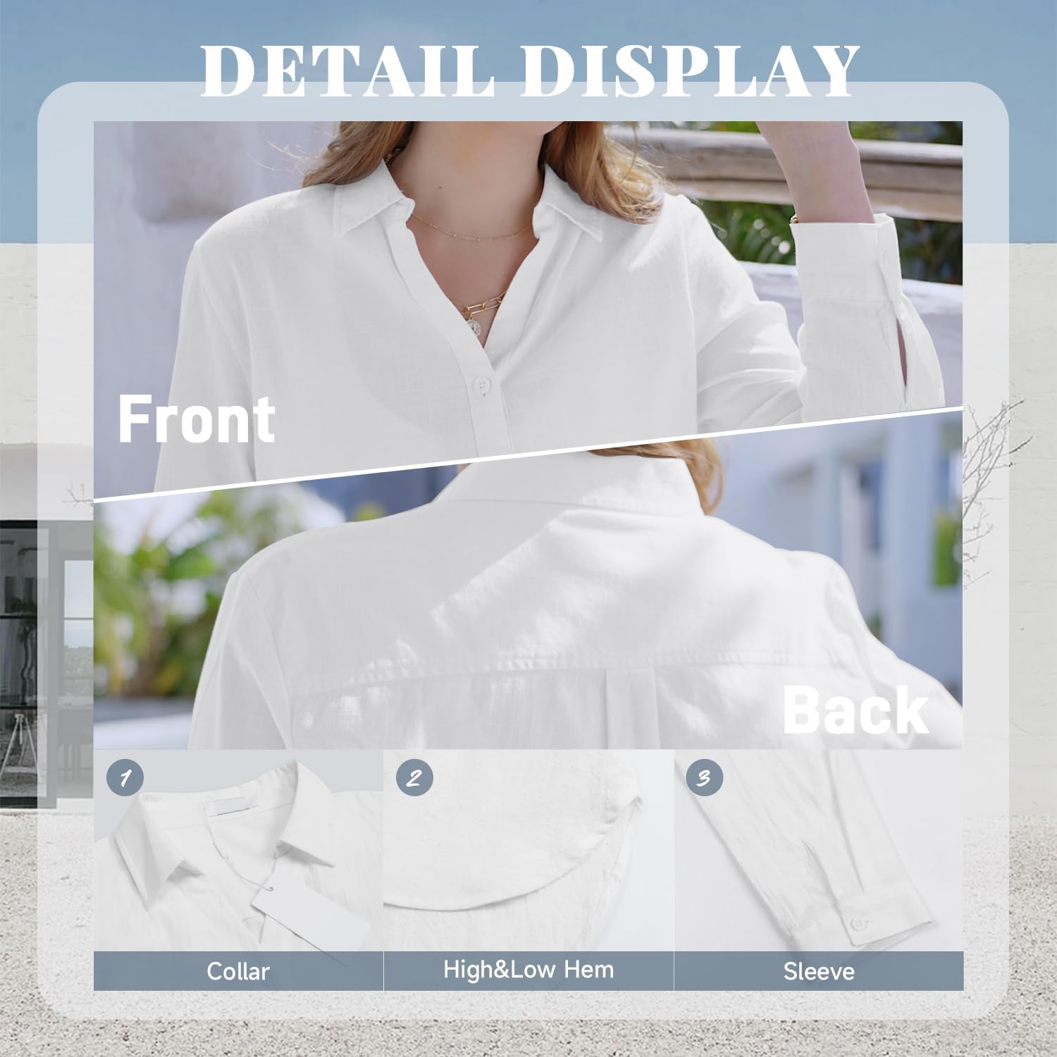 Womens Long Sleeve Button Down Shirts Cotton Linen Dress Shirts Casual Summer Tops Work Blouses 2026
