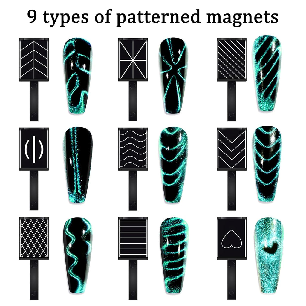 41Pcs Nail Magnet Tool Set, Strong Cat Eye Gel Nail Polish Kit Magnetic Wand, Heart Nails CatEye Magnets Sticks for Home DIY Salon Nail Design Tools Nail Art Accessories