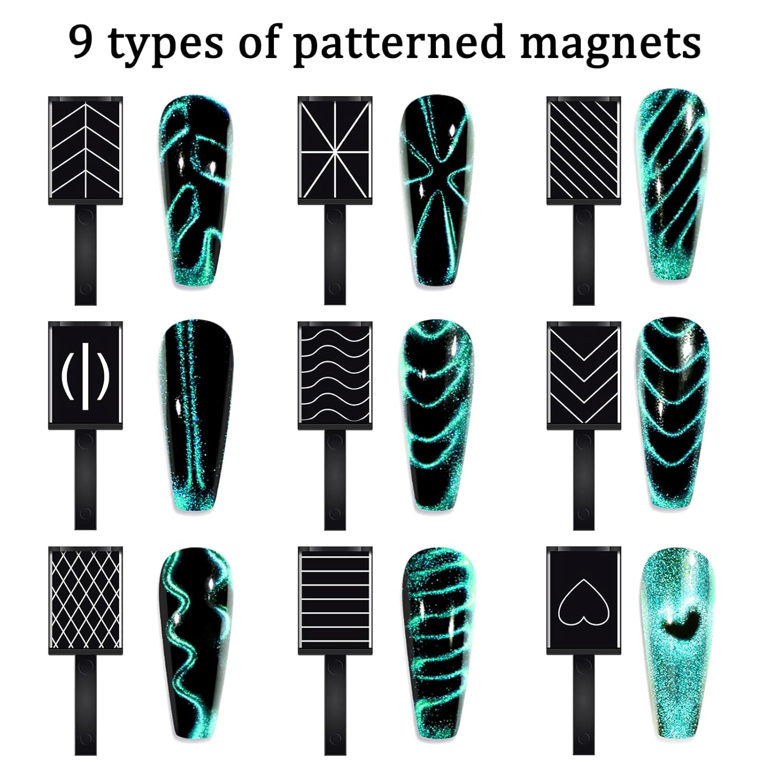 41Pcs Nail Magnet Tool Set, Strong Cat Eye Gel Nail Polish Kit Magnetic Wand, Heart Nails CatEye Magnets Sticks for Home DIY Salon Nail Design Tools Nail Art Accessories