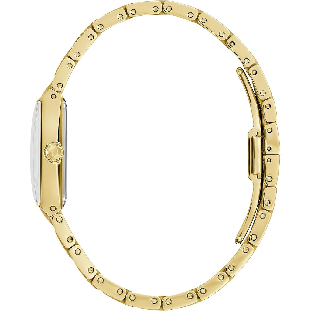 Bulova Marc Anthony Ladies Modern Quadra Diamond Gold Stainless Steel Watch,Black Dial, Style:97P167