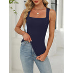 ANRABESS Women’s Tank Tops Square Neck Thick Straps Sleeveless Summer Slim Fit Shirts Knit Basic Tee Work & Vacation Clothes