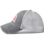 Woman Man Ponytail Baseball Cap - US Flag Breathable Mesh Outdoor Golf Sun Hat for Summer Gray