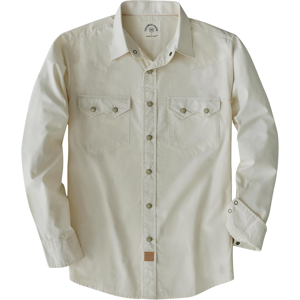 Dubinik® Pearl Snap Shirts For Men Long Sleeve Lightweight Casual Western Plaid Cowboy Cotton Vintage Work Shirt