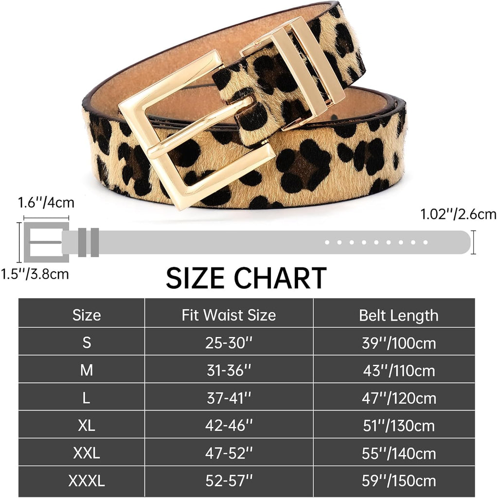 SANSTHS Women's Leather Belt for Jeans Pants Dresses Fashion Ladies Belt Square Gold/Silver Buckle Waist Belt for Women