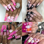 70Pcs Kawaii Nail Charms, 3D Cute Cartoon Nail Art Decorations, Resin Flatback Charms for Acrylic Nails DIY Crafts, 7 Styles with Storage Box