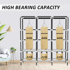 Lokeme Wardrobe Closet,Portable Closet For Bedroom Steel Pipe Diameter 19Mm Strong And Sturdy Black Portable Closets For Hanging Clothes With 3 Hanging Rods, 6 Storage Shelves And Side Pockets