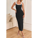 Zesica Women'S 2026 Summer Bodycon Midi Dress Casual Sleeveless Square Neck Side Slit Knit Beach Vacation Long Dresses