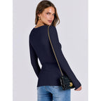 ANRABESS Women Long Sleeve Shirts Rib Knit Slim Fit Tops Basic Tee Spring Outfits Casual T-Shirt Underscrubs Layer Clothes