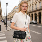 Quilted Crossbody Bags For Women - Small Leather Cross Body Shoulder Handbags Satchel Designer Evening Chain Purses | Cute Pendant Charm