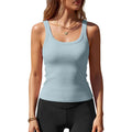 Women Sleeveless Tank Tops with Built in Bra Square Neck Cotton Ribbed Basic Cami Summer Workout Tops 2026