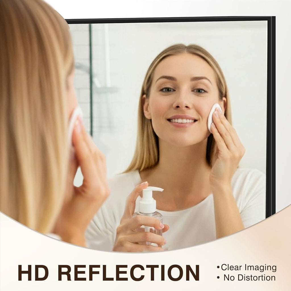FICTOR Bathroom Vanity Mirror-Black, 36" x 24", Shatterproof & Anti-Rust, Wall Mount Rectangle Mirrors with Metal Frame for Over Sink, Bathroom, Bedroom, Living Room,Entryway
