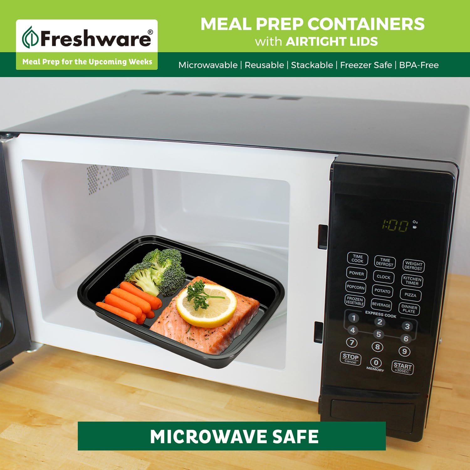 Freshware Meal Prep Containers [50 Pack] 1 Compartment With Lids, Food Storage Containers, Bento Box, Bpa Free, Stackable, Microwave/Dishwasher/Freezer Safe (24 Oz)