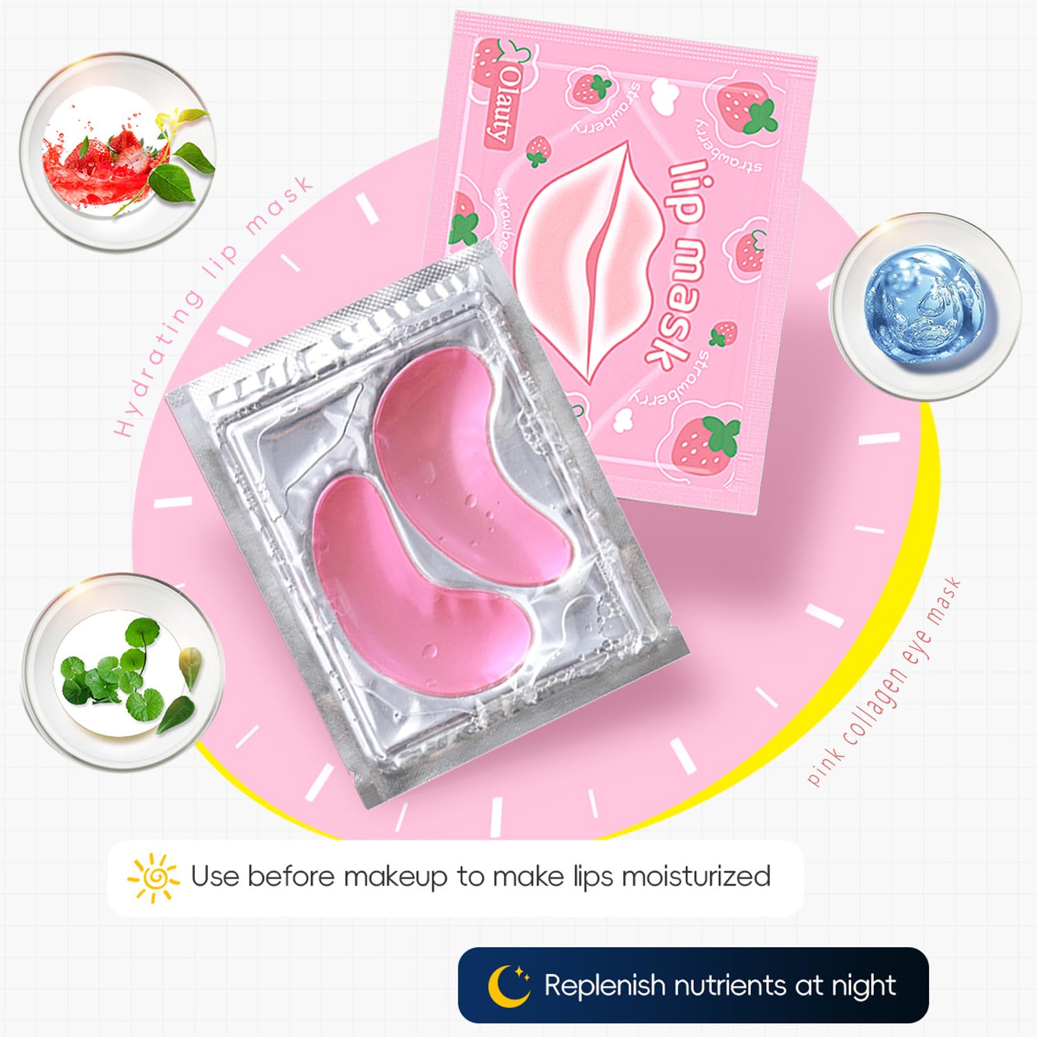 30 Pairs Eye Masks & Lip Masks, Under Eye Patches For Puffy Eyes, Moisturizing Lip Mask Pink Pads, Reducing Fine Lines, Bridal Shower Gifts, Graduation Gifts, Wedding Bridesmaid Gifts, Bulk Gifts
