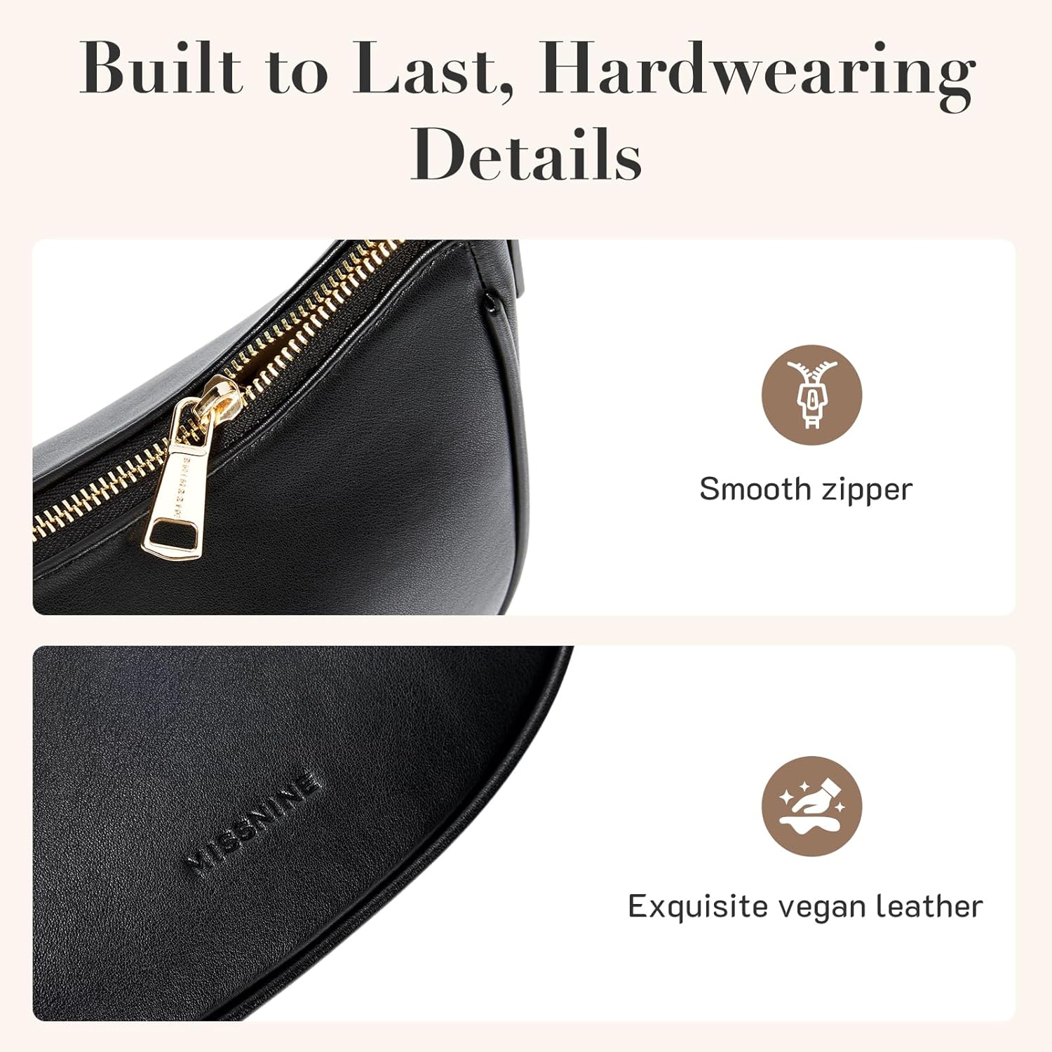 Missnine Purses for Women, Shoulder Bag Small Handbags Vegan Leather Underarm Bags Trendy Hobo Cute Clutch Purse