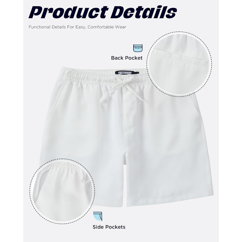 Men'S Casual Shorts Casual Elastic Waist Drawstring 7 Inch Summer Beach Vacation Shorts With Pockets