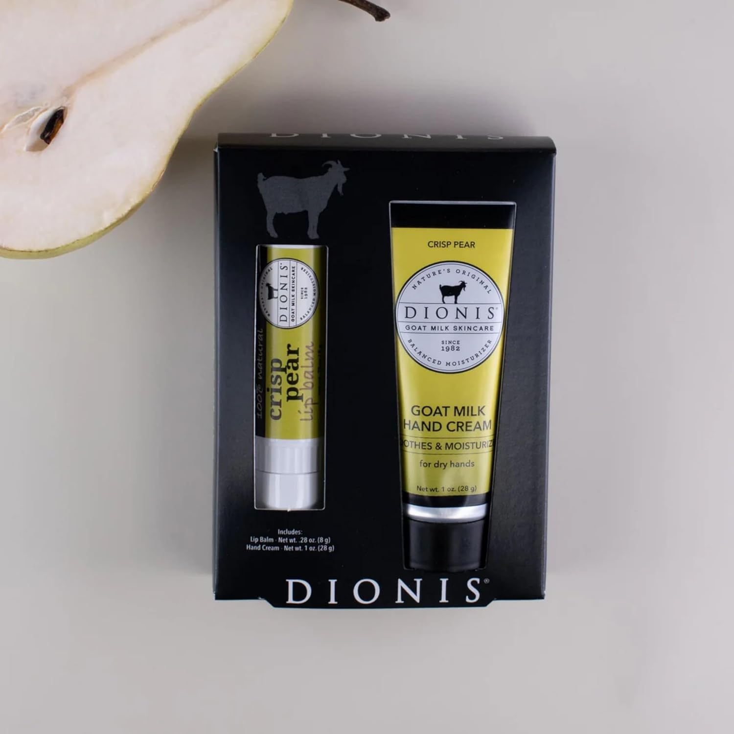 Dionis Goat Milk Crisp Pear Hand Cream and Lip Balm Set