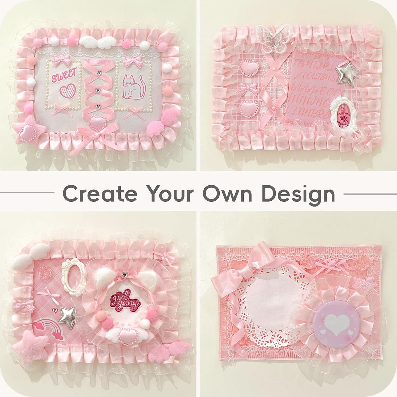Ita Bag With Diy Accessory Kit - Clear Window Y2K Kawaii Lace Crossbody Bag With Display Insert For Pins & Button Badges