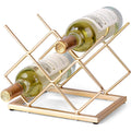 Countertop Wine Rack - 5 Bottle Freestanding Modern Gold Metal Small Wine Rack - Tabletop Wine Holder Stand For Cabinet, Pantry, Wine Bottle Storage…