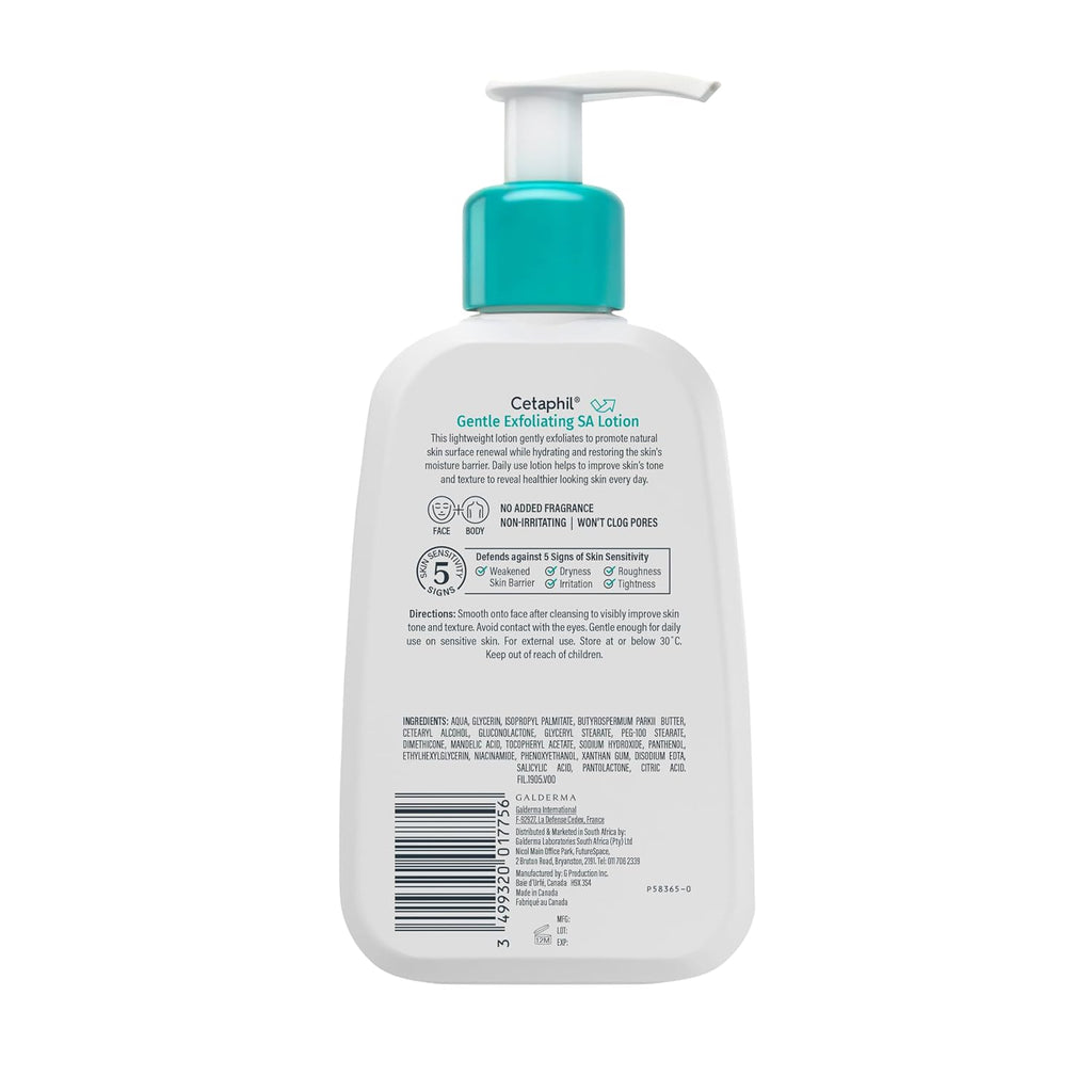 Cetaphil Gentle Exfoliating Sa Face Lotion, Lightweight Moisturizer For All Skin Types, 8 Oz Pump Bottle, Salicylic Acid, Mandelic Acid & Gluconolactone, Gently Exfoliates, Dermatologist Recommended