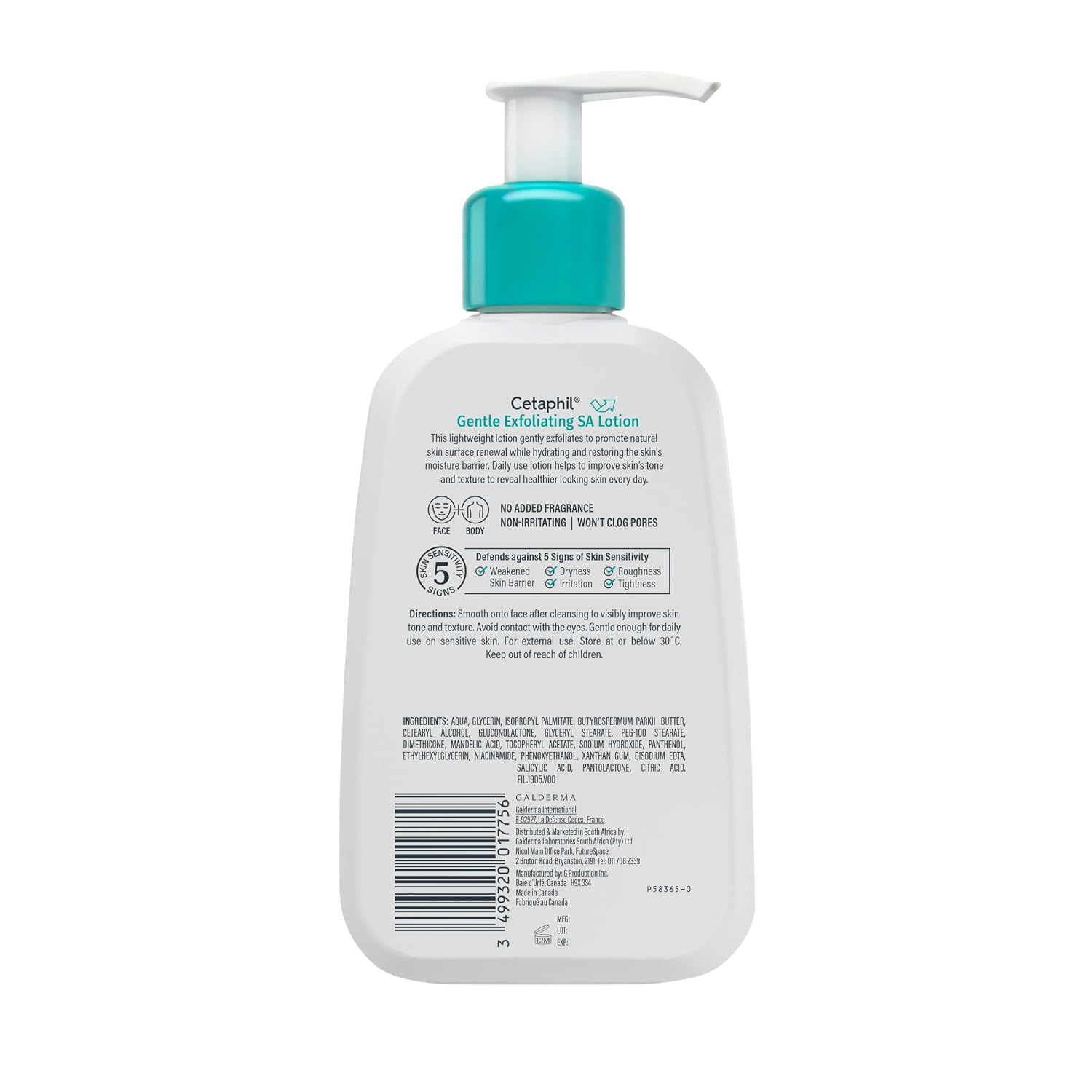 Cetaphil Gentle Exfoliating Sa Face Lotion, Lightweight Moisturizer For All Skin Types, 8 Oz Pump Bottle, Salicylic Acid, Mandelic Acid & Gluconolactone, Gently Exfoliates, Dermatologist Recommended